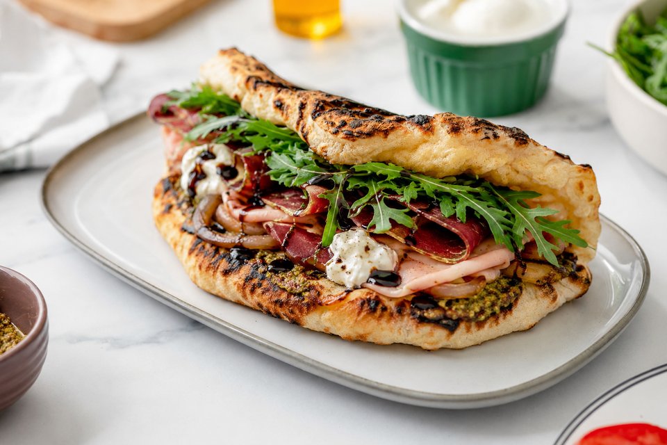 Panuozzo Tartufo — stracciatella truffe, bœuf séché, roquette